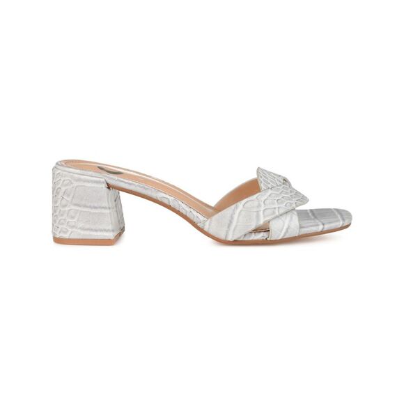 JOURNEE COLLECTION Shoes - JOURNEE COLLECTION Womens Gray Croc Print Perette Slip On Slide Sandals 8.5 M